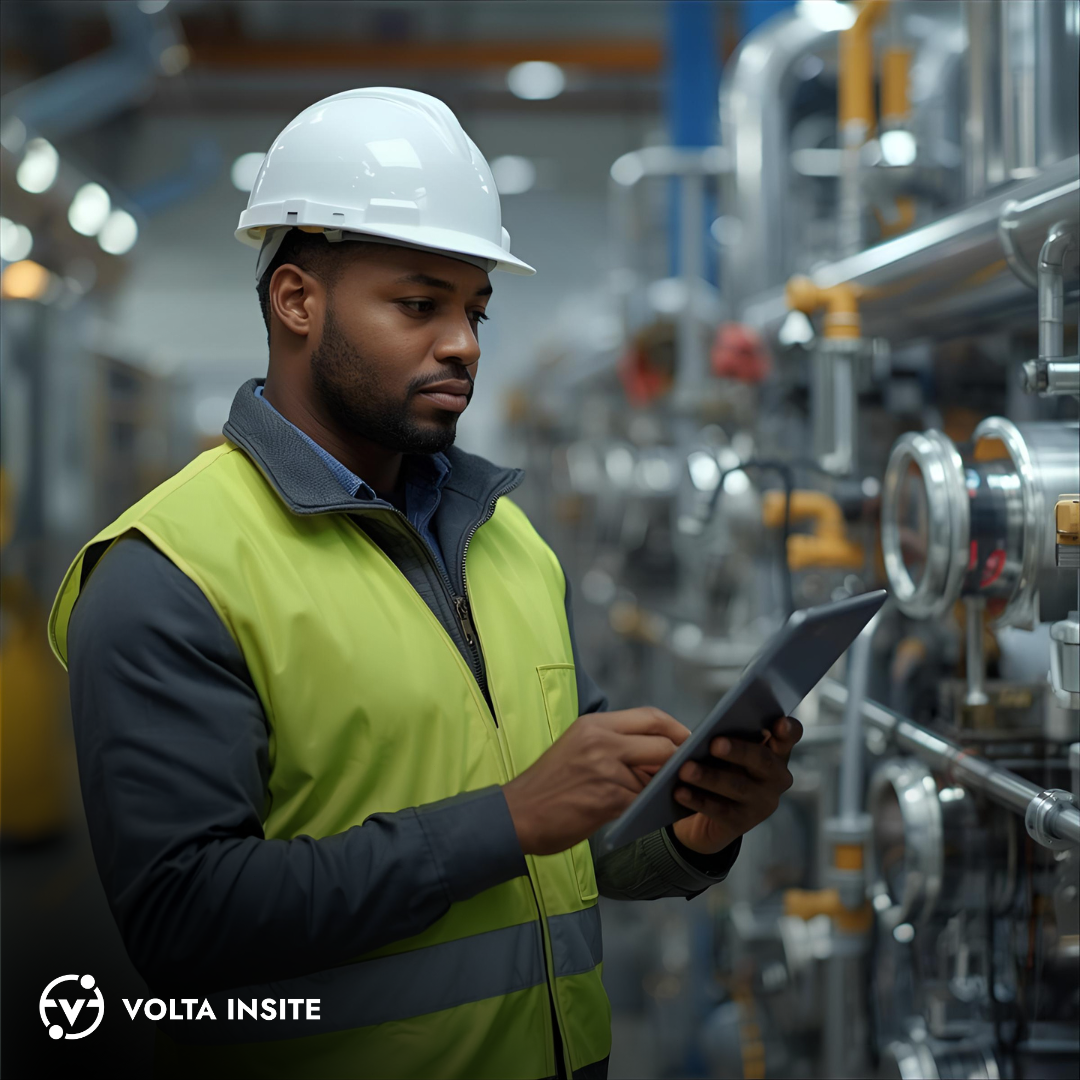 Facility manager monitoring industrial equipment in a facility